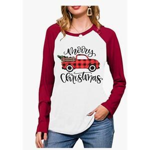 Christmas Long Sleeve Raglan Shirt Christmas Plaid Truck, NWOT, Large